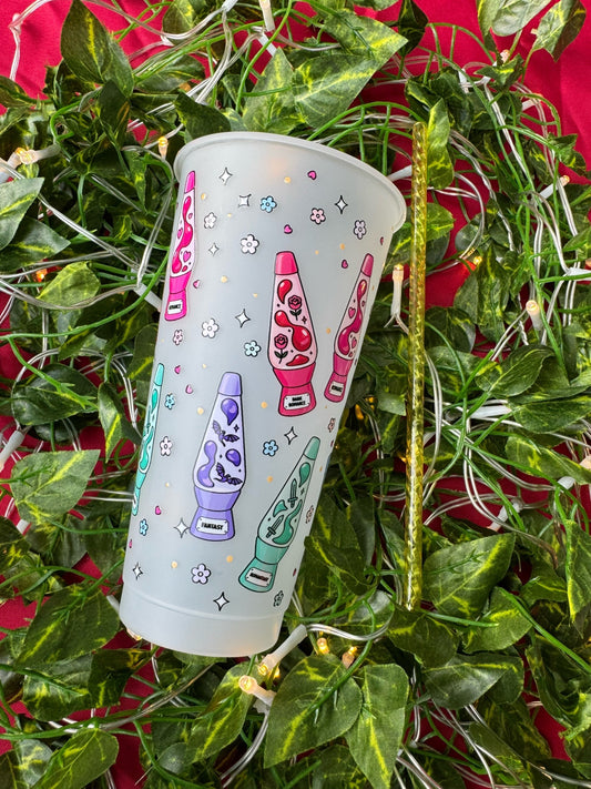20 oz plastic cold cup w/ lid and straw