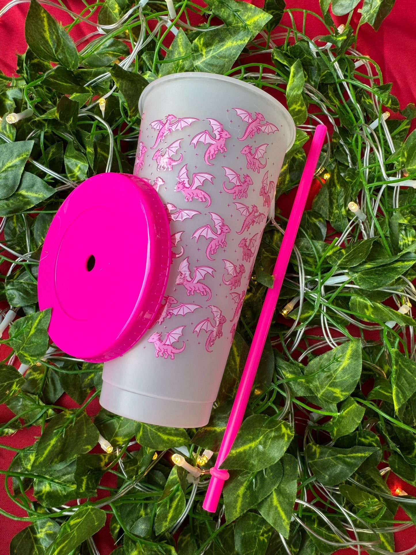 20 oz plastic cold cup w/ lid and straw